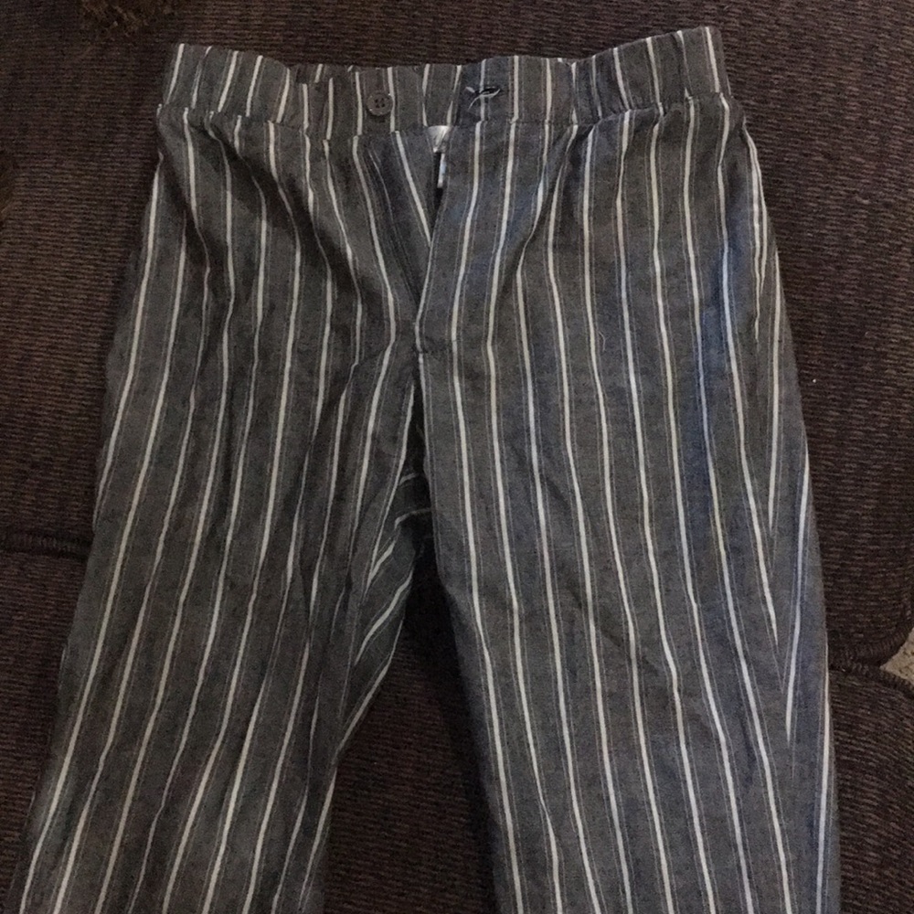 Grey and White Striped Pants
